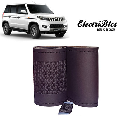 ELECTRIBLES Hand Stiched Steering Cover For Mahindra Bolero(Black, Leatherite)
