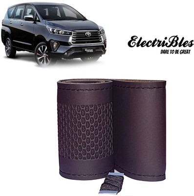 ELECTRIBLES Hand Stiched Steering Cover For Toyota Innova(Black, Leatherite)