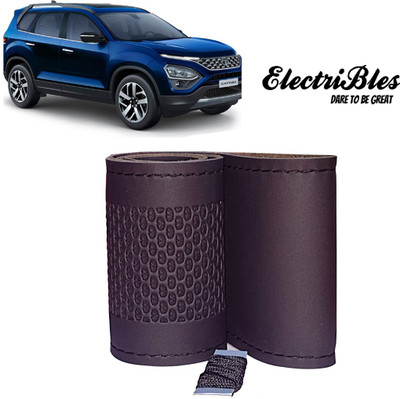 ELECTRIBLES Hand Stiched Steering Cover For Tata Safari(Black, Leatherite)