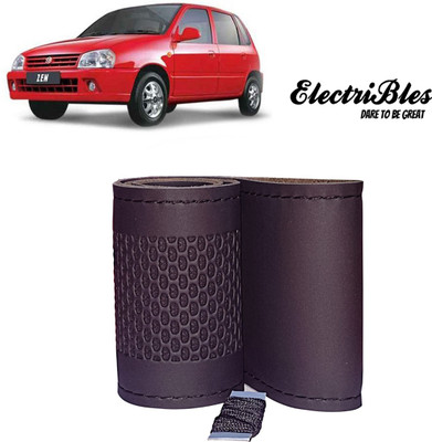 ELECTRIBLES Hand Stiched Steering Cover For Maruti Zen(Black, Leatherite)