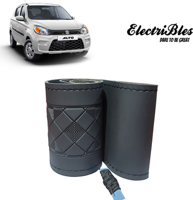 ELECTRIBLES Hand Stiched Steering Cover For Maruti Alto 800(Black, Leatherite)