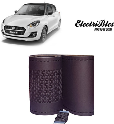 ELECTRIBLES Hand Stiched Steering Cover For Maruti Swift(Black, Leatherite)