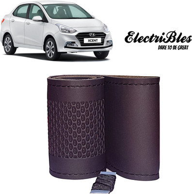 ELECTRIBLES Hand Stiched Steering Cover For Hyundai Xcent(Black, Leatherite)