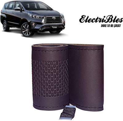 ELECTRIBLES Hand Stiched Steering Cover For Toyota Innova(Black, Leatherite)