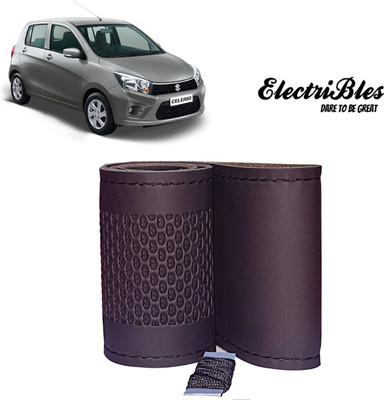 ELECTRIBLES Hand Stiched Steering Cover For Maruti Celerio(Black, Leatherite)