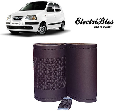 ELECTRIBLES Hand Stiched Steering Cover For Hyundai Santro Xing(Black, Leatherite)