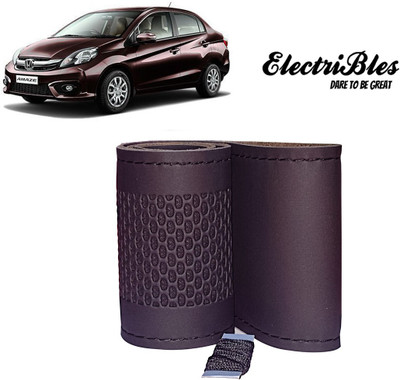 ELECTRIBLES Hand Stiched Steering Cover For Honda Amaze(Black, Leatherite)
