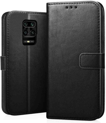 GoPerfect Flip Cover for Xiaomi Redmi Note 9 Pro |Leather Finish Flip Cover|Inbuilt Stand & Inside Pockets(Black, Magnetic Case, Pack of: 1)