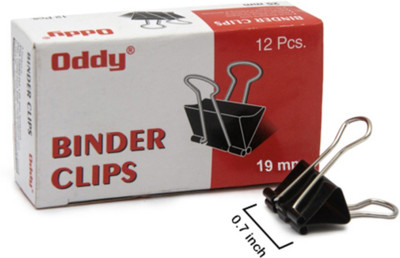 Oddy Nickel Plated-Rust Resistant 19 mm Black Binder Clip (Pack of 12 pcs) 19mm Nickel plated Binder Clip Paper Clip(Set of 12, Black)
