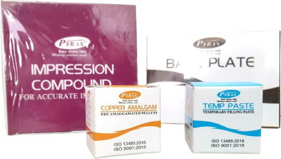 pyrax Set of 4 pcs Dental Impression Compound Base Plate Copper and Temp Paste Dental Elevator
