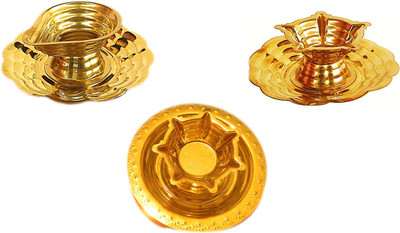 w3rocks Brass (Pack of 3) Table Diya Set(Height: 1.5 inch)