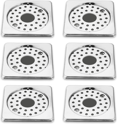RUHE Floor Stainless Steel Push Down Strainer(12.7 cm Set of 6)