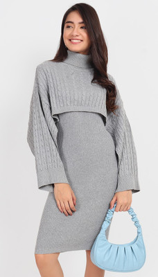 Joe Hazel Women Bodycon Grey Knee Length Dress