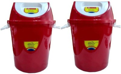 AVAIKSA New 360 Degree Rotate Plastic Swing Lid Garbage Waste Dustbin Wet & Dry for Home, Office, Factory ( 25 L - Red ) Plastic Dustbin(Red, Pack of 2)