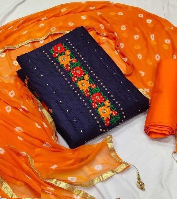 RASHMI FASHION Cotton Blend Embroidered Salwar Suit Material