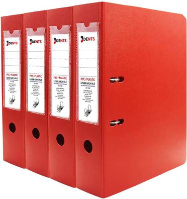 JDENTS Plastic Lever Arch Binder Box File (Red, Set of 4) for Legal, Letter, A4 Size, F/S Size Certificate and Documents for Office, School, College and Home