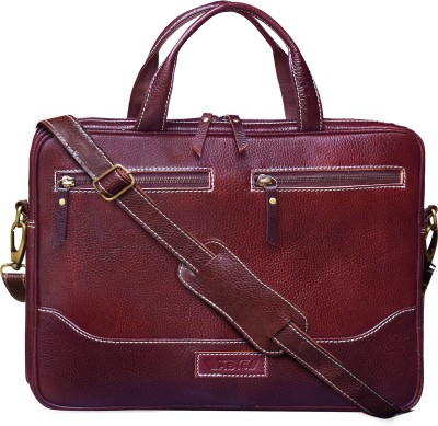 ABYS 14 Inch Genuine Leather Laptop Bag For Men Shoulder Bag(Brown, 5 L)