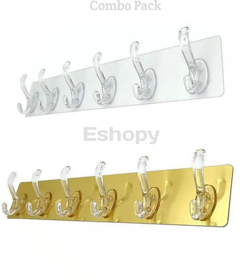 eshopy Self Adhesive Sticky Wall Hook Five in One Hook Hook Rail 6(Pack of 1)