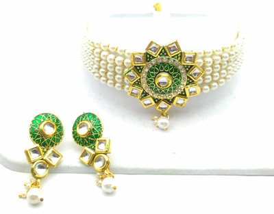 Shree Jai Sai Art Alloy Gold-plated Green Jewellery Set(Pack of 1)