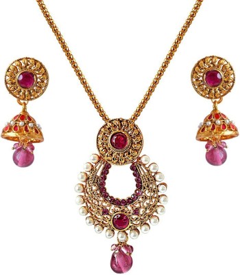 Surat Diamond Metal Pink, White, Gold Jewellery Set(Pack of 1)