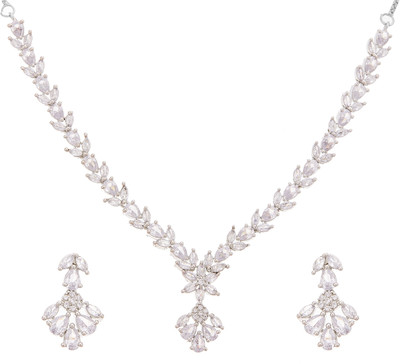 ZENEME Brass Gold-plated Silver Jewellery Set(Pack of 1)