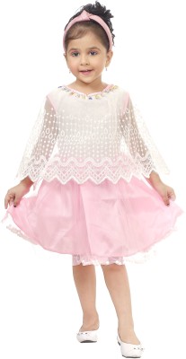 NXG Baby Girls Below Knee Party Dress(Pink, 3/4 Sleeve)