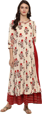 Idalia Women Embroidered Straight Kurta(Beige)