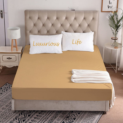 TUNDWAL'S Fitted Single Size Breathable, Stretchable, Waterproof Mattress Cover(Beige)