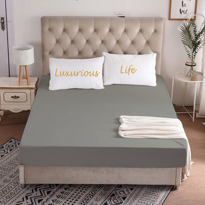 Luxurious Life Fitted Single Size Mattress Cover(Grey)