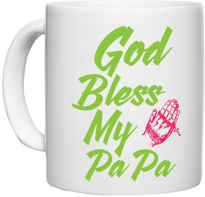 UDNAG White Ceramic Coffee / Tea 'Father | Bless Papa' Perfect for Gifting [330ml] Ceramic Coffee Mug(330 ml)