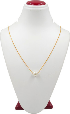 JHB Single White Pearl With Gold Plated Delicate Chain Gold-plated Plated Alloy Chain