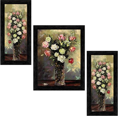 Indianara Set of 3 Flowers in Vases Framed Art Painting (1706BK) without glass (6 X 13, 10.2 X 13, 6 X 13 INCH) Digital Reprint 13 inch x 10.2 inch Painting(With Frame, Pack of 3) Indianara Set of 3 Flowers in Vases Framed Art Painting (1706BK) without glass (6 X 13, 10.2 X 13, 6 X 13 INCH) Digital Reprint 13 inch x 10.2 inch Painting(With Frame, Pack of 3)