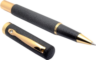 Ledos Dikawen Jewel Designer Matt Golden Trims Roller Ball Pen(Ink Color - Blue)