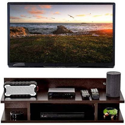 Sparklewood Wooden Set Top Box Stand Wall Mounted TV Cabinets Wall Selves Holds Speaker, Cable Boxes, Streaming Device, Game Console, Remote, WiFi Router Wooden Wall Shelf (Number of Shelves - 3, Brown) Wooden Wall Shelf(Number of Shelves - 4, Brown)