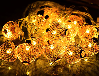 Smuf 16 LEDs 2.15 m Gold Steady Ball Rice Lights(Pack of 1)