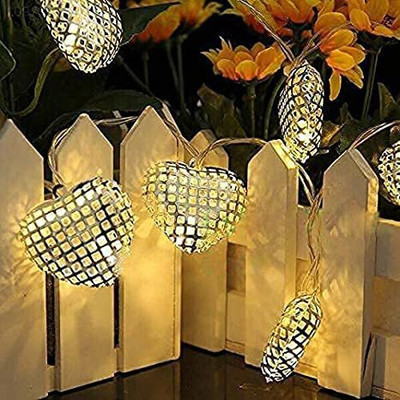 Olae 16 LEDs 4.06 m Gold Steady Heart Rice Lights(Pack of 1)