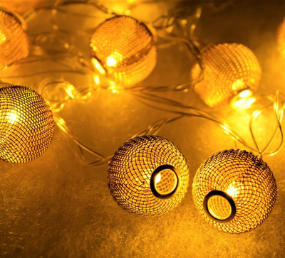 Smuf 16 LEDs 3.18 m Yellow Steady Ball Rice Lights(Pack of 1)