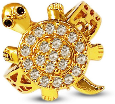 SBJS Men's/Women's Ring Adjustable Tortoise for Good Luck, Kachhua and Prosperity Brass Gold Plated Ring