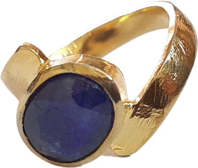 RS JEWELLERS RS JEWELLERS 18K GOLD PLATED PANCHDHATU ADJUSTABLE RING STUDDED WITH NATURAL CERTIFIED 5.25-6.15 RATTI BLUE SAPPHIRE / NEELAM STONE FOR RASHI USE Brass Sapphire Gold Plated Ring