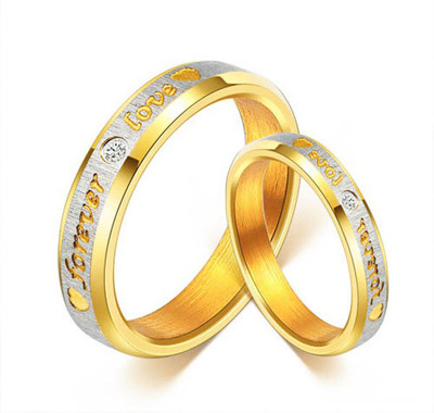 YELLOW CHIMES Stainless Steel Gold Plated Ring Set