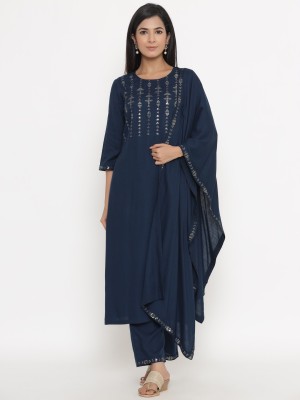 Fabriko Embroidered, Embellished Kurta, Trouser/Pant & Dupatta Set