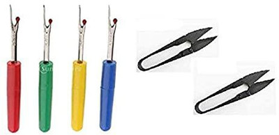 ZENITH Combo 4 Pieces Seam Rippers + 2 Cutters Sewing Craft Tool Thread Cutter Stitch Unpicker DIY Craft Tool Stainless Steel Stitch PlasticStitch Opener Seam Ripper