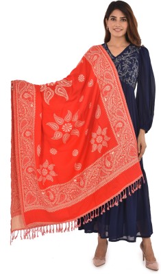 BAISA Acrylic, Wool, Viscose Paisley, Printed, Woven Women Shawl(Red)