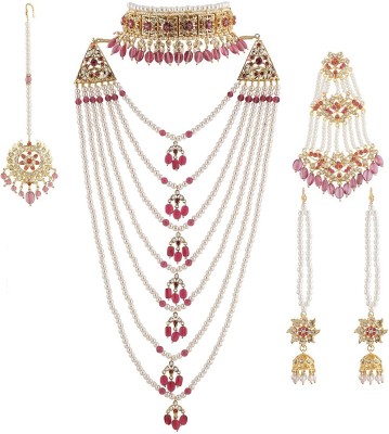 hurrio Alloy Gold-plated Pink, White Jewellery Set(Pack of 1)