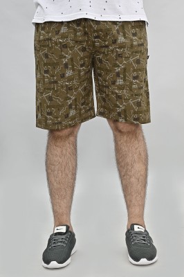 Raftar Printed Men Brown Basic Shorts