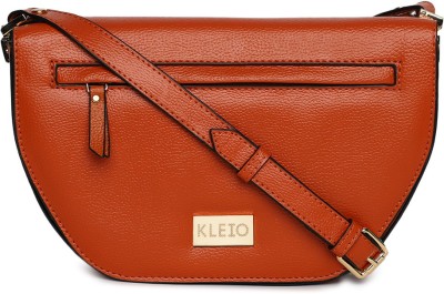 KLEIO Tan Sling Bag PU Leather Half Moon Structured Crossbody Party Sling Bag