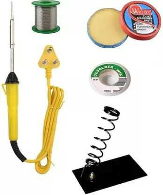 Coin Master 5 in 1 25W Soldering Iron Kit | 5 Meter Soldering Wire | Soldering Iron Stand | Soldering Paste | Wick 25 W Simple 25 W Simple(Flat Tip)