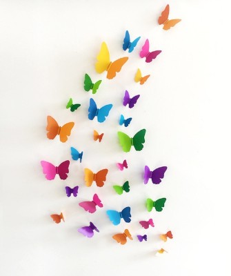 JAAMSO ROYALS 30 cm Multicolor 3D Colorful Decorative Butterfly Wall Decals Wall Sticker Self Adhesive Sticker(Pack of 1)