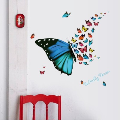 Oren Empower 30 cm Oren Empower Multicolor Artistic design of Butterfly Wall Stickers Sticker(Pack of 1)