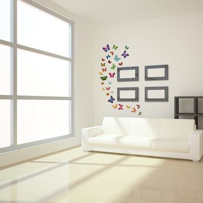 JAAMSO ROYALS 60 cm 3D Butterflies Wall Sticker Reusable Sticker(Pack of 1)